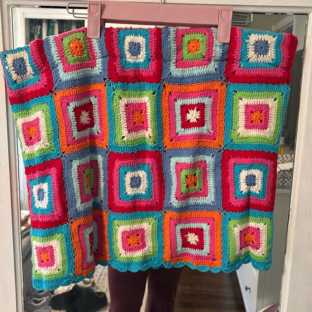 Show Me Your MuMu Multicolor Crochet Square Mini Skirt